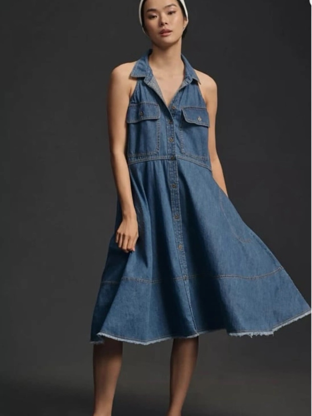 Pilcro Blue Denim Shirt Dress
